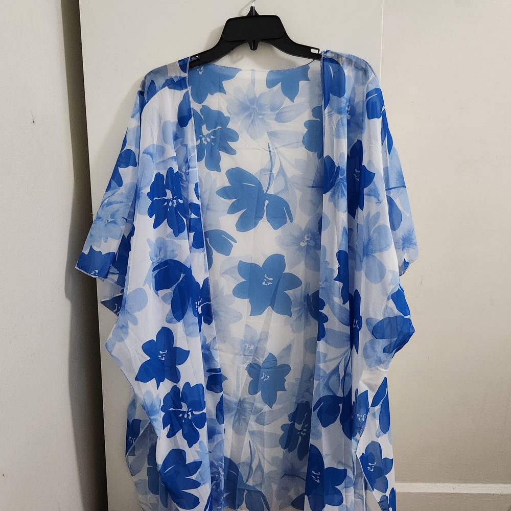 Blue Floral Sheer Kimono